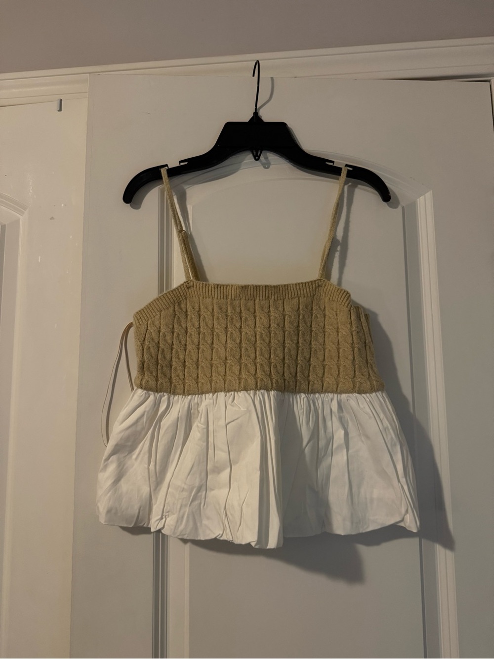 Neutral Knit Bodice Two-Tone Babydoll Cami
